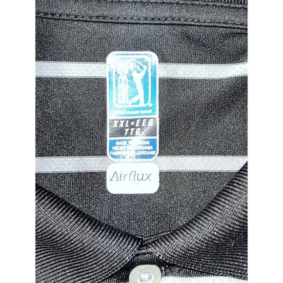 PGA Tour Golf Polo Men's Large Black With White Stripes Performance Short Sleeve - Picture 4 of 12
